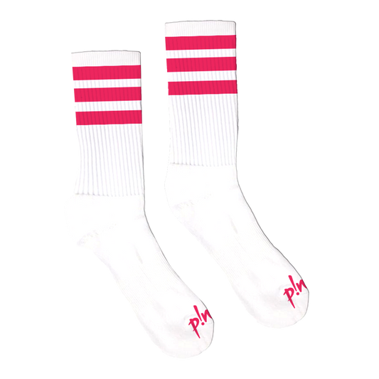 Summer Carnival White/Magenta Striped Socks