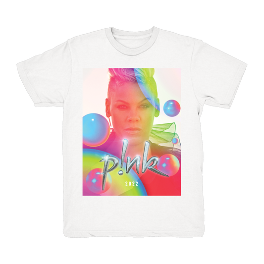 P!NK Summer 2022 Rainbow Photo White Tee